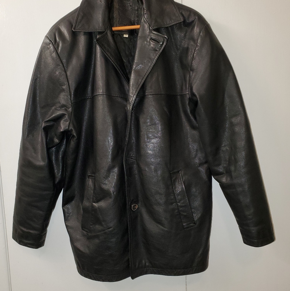 Liborio Italian design men's black leather coat